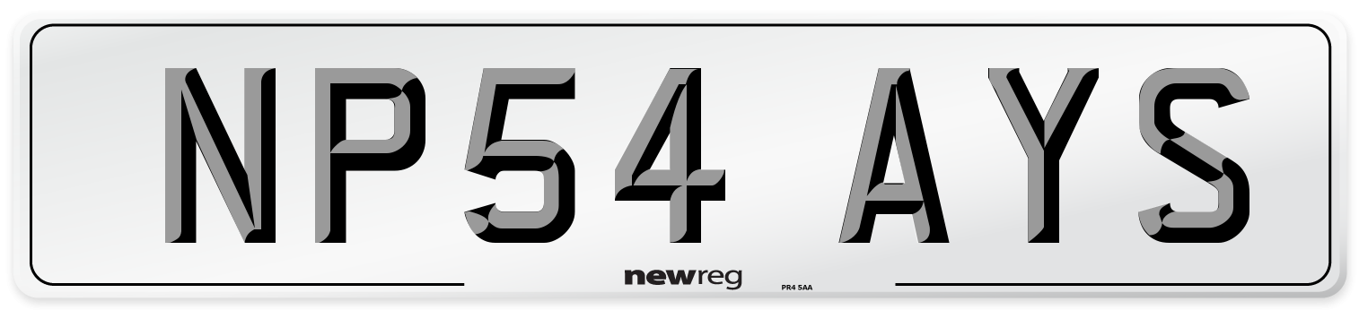 NP54 AYS Number Plate from New Reg
